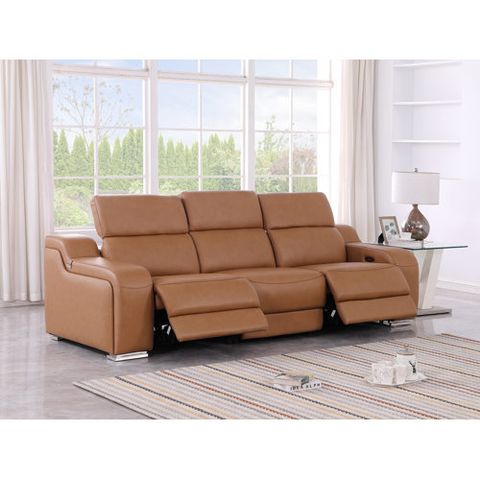 Global United Top Grain Italian Leather Power Reclining Sofa With Dual Recliners And Power ... regarding Antonio Italian Leather Power Reclining Sofa With Power Headrests, White